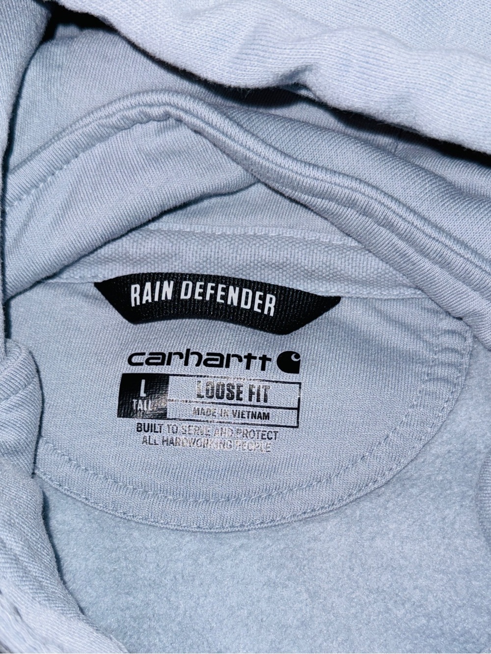 Carhartt Rain Defender Quarter Zip Hoodie Light Blue Large Tall - Picture 3 of 12
